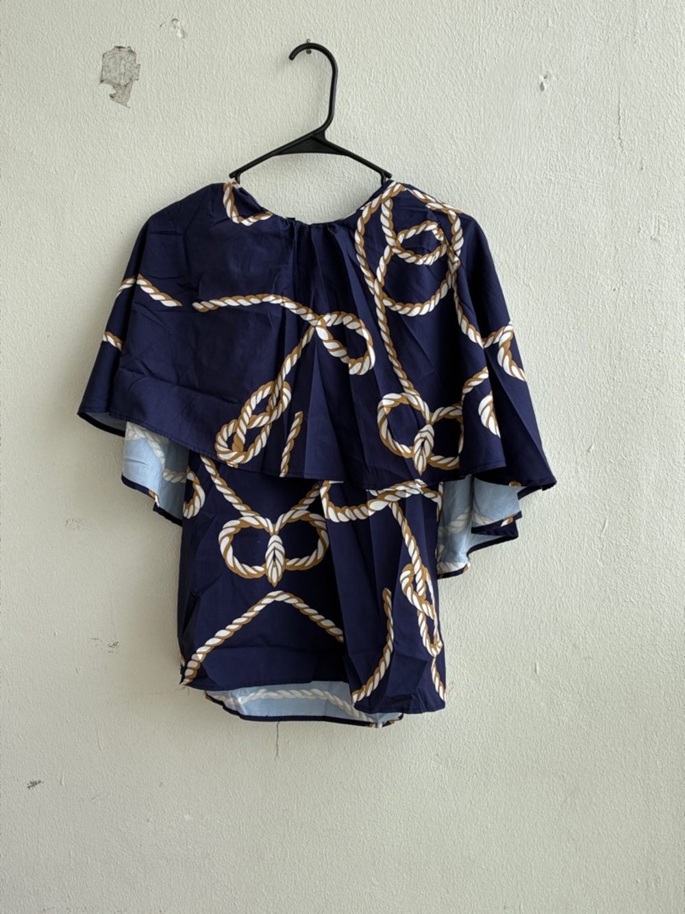 Pre-love Navy Rope-Print Ruffle top - Picture 3 of 6